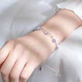 Moonstone Bead Charm Bracelet Double Layer Chain Women Girls Party Jewelry