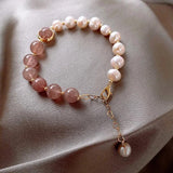 Women's Natural Pearl Charm Bracelet Bangle