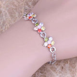 Red Garnet Silver Plated Link Chain Bracelet 6.5 - 7.5 inch