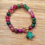 Natural Agate Bead Star Pendant Bracelet