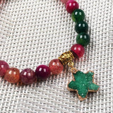 Natural Agate Bead Star Pendant Bracelet