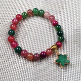 Natural Agate Bead Star Pendant Bracelet