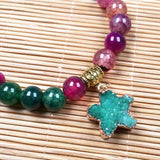 Natural Agate Bead Star Pendant Bracelet