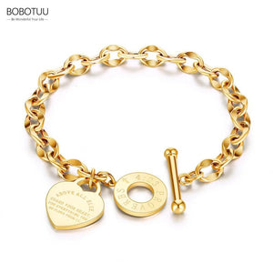 Stainless Steel CZ Crystal Flower Charm Bracelet for Women