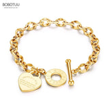 Stainless Steel CZ Crystal Flower Charm Bracelet for Women