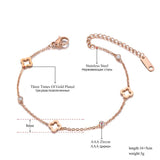 Stainless Steel CZ Crystal Flower Charm Bracelet for Women