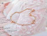 Stainless Steel CZ Crystal Flower Charm Bracelet for Women