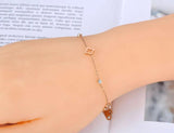 Stainless Steel CZ Crystal Flower Charm Bracelet for Women