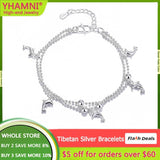 Tibetan Silver Heart Charm Bracelet High Zircon Bangle