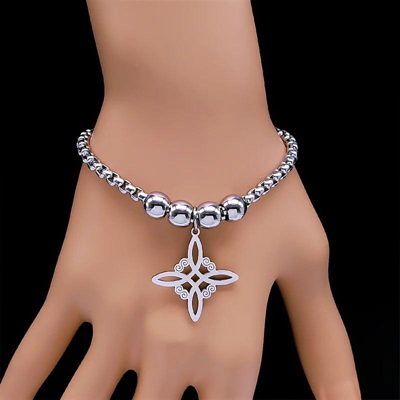 Wicca Celtics Knot Bracelet Silver Witch Geometric Irish Knot Jewelry
