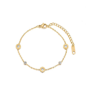 Roman Numerals CZ Chain Bracelet Titanium Steel B18019