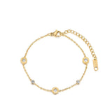 Roman Numerals CZ Chain Bracelet Titanium Steel B18019