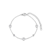 Roman Numerals CZ Chain Bracelet Titanium Steel B18019
