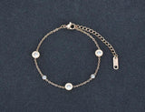 Roman Numerals CZ Chain Bracelet Titanium Steel B18019