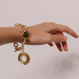 Vintage Stone Metal Chain Bracelets for Women Thick Chain Jewelry Gift