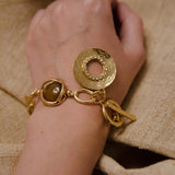 Vintage Stone Metal Chain Bracelets for Women Thick Chain Jewelry Gift