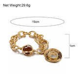 Vintage Stone Metal Chain Bracelets for Women Thick Chain Jewelry Gift
