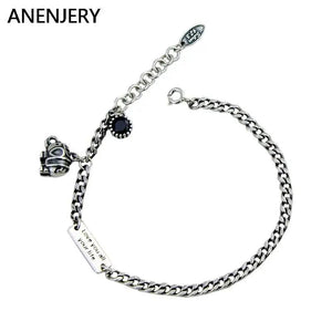 Silver Elephant Letter Square Card Bracelet Retro Jewelry For Women
