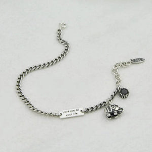 Silver Elephant Letter Square Card Bracelet Retro Jewelry For Women