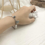 Silver Elephant Letter Square Card Bracelet Retro Jewelry For Women
