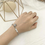 Silver Elephant Letter Square Card Bracelet Retro Jewelry For Women