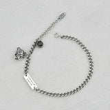 Silver Elephant Letter Square Card Bracelet Retro Jewelry For Women