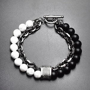 Men's Tiger Eye Beaded Bracelet Gunmetal Chain Yoga Male Jewelry