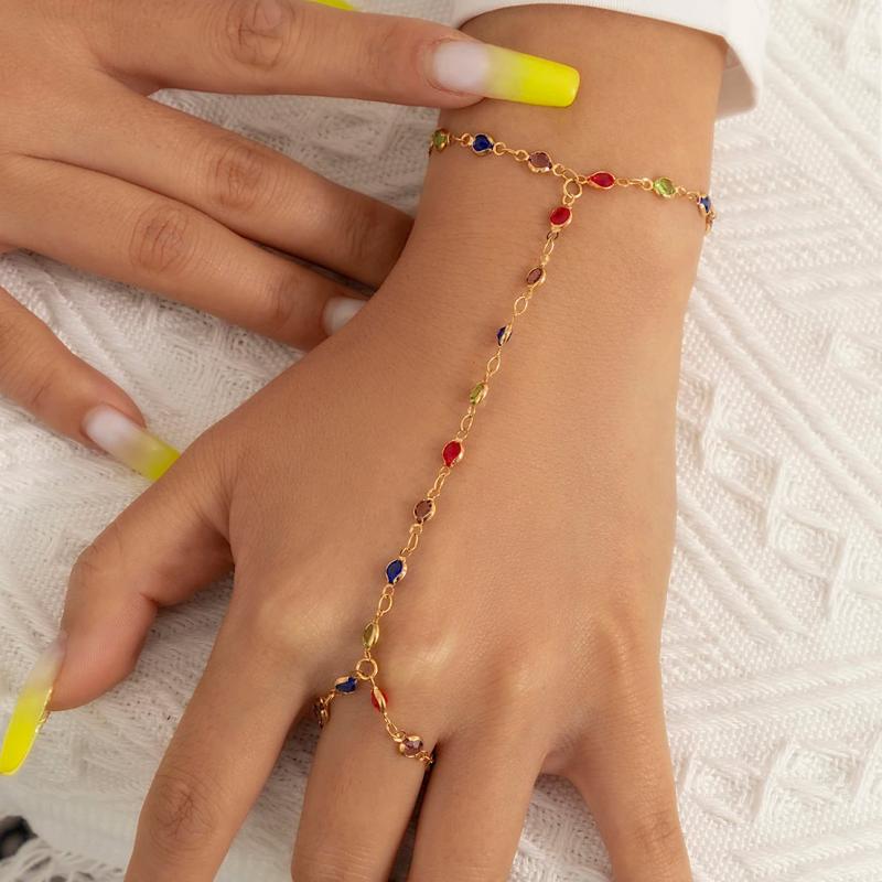Boho Crystal Finger Bracelet Hand Harness Y2K Jewelry