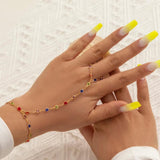 Boho Crystal Finger Bracelet Hand Harness Y2K Jewelry