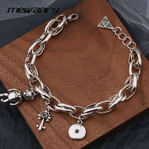 Mewanry Silver Bear Key Pendant Bracelet for Women