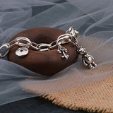 Mewanry Silver Bear Key Pendant Bracelet for Women