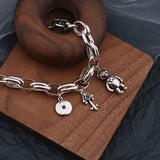 Mewanry Silver Bear Key Pendant Bracelet for Women