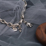 Mewanry Silver Bear Key Pendant Bracelet for Women