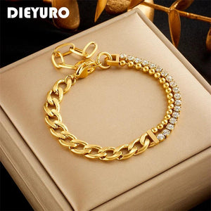 316L Stainless Steel Zircon Thick Link Chain Bracelet