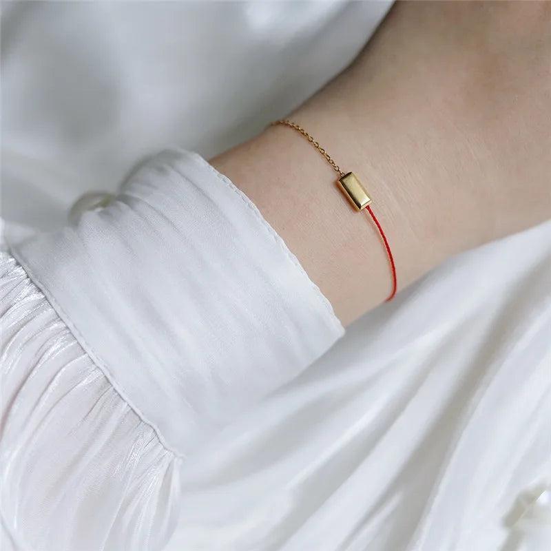 Red Rope Bracelet for Women Girl Stainless Steel 18k Plated Jewelry