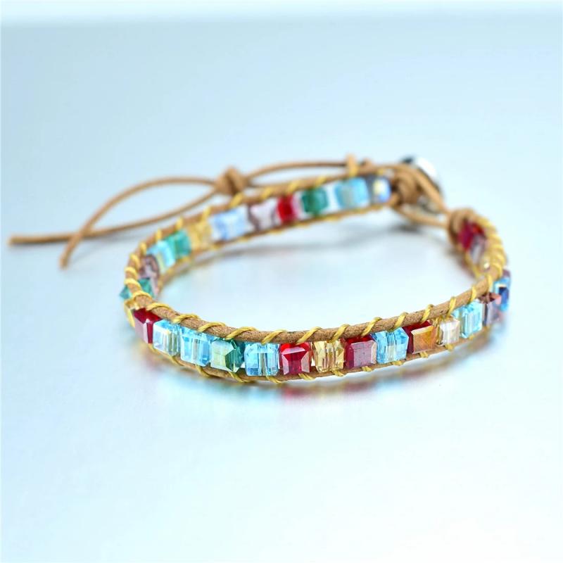 Rainbow Crystal Beads Weaving Friendship Bracelet Boho Wrap Bracelet