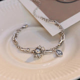 Silver Lucky Kitten Double Layer Bracelet for Women