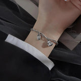 Silver Lucky Kitten Double Layer Bracelet for Women