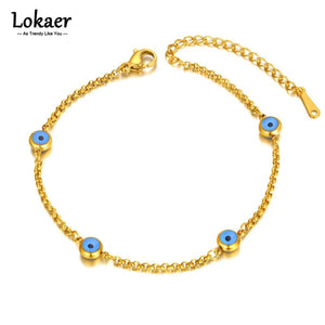 Vintage Eyes Charm Bracelet Titanium Stainless Steel Chain Link B22037