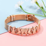 Stainless Steel Mesh Bracelet with CZ Angel Beads Bangle