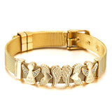 Stainless Steel Mesh Bracelet with CZ Angel Beads Bangle