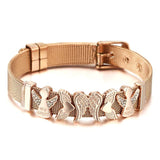 Stainless Steel Mesh Bracelet with CZ Angel Beads Bangle