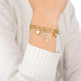 Vintage 2 Layer Love Heart Life Tree Thick Chain Bracelet