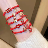Chinese Red Rope Rabbit Peace Symbol Bracelet