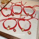 Chinese Red Rope Rabbit Peace Symbol Bracelet