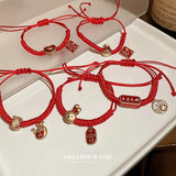 Chinese Red Rope Rabbit Peace Symbol Bracelet