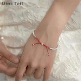 Uini-Tail 925 Tibetan Silver Red String Bow Bracelet