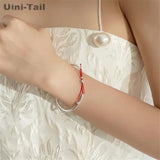 Uini-Tail 925 Tibetan Silver Red String Bow Bracelet