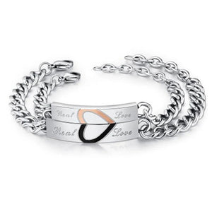 Love Couple Bracelets Stainless Steel Heart Puzzle Wedding Jewelry
