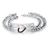 Love Couple Bracelets Stainless Steel Heart Puzzle Wedding Jewelry